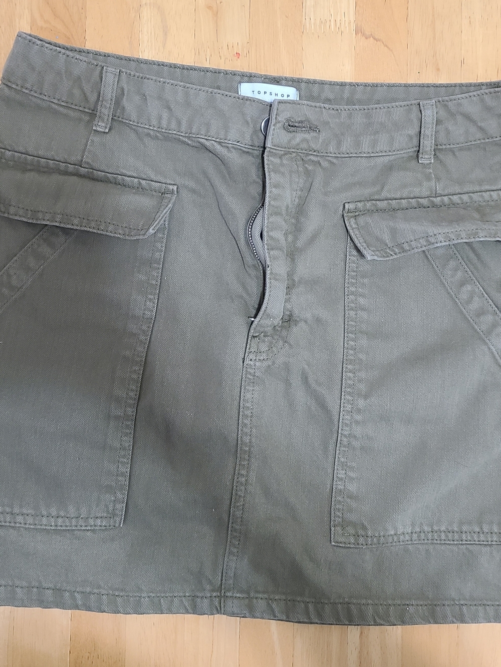 Topshop Army Green Cargo Mini Skirt